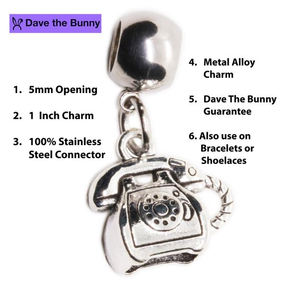 Vintage Rotary Phone Telephone Charm - Retro Phone Accessory for Collectors - Picture 2 of 5